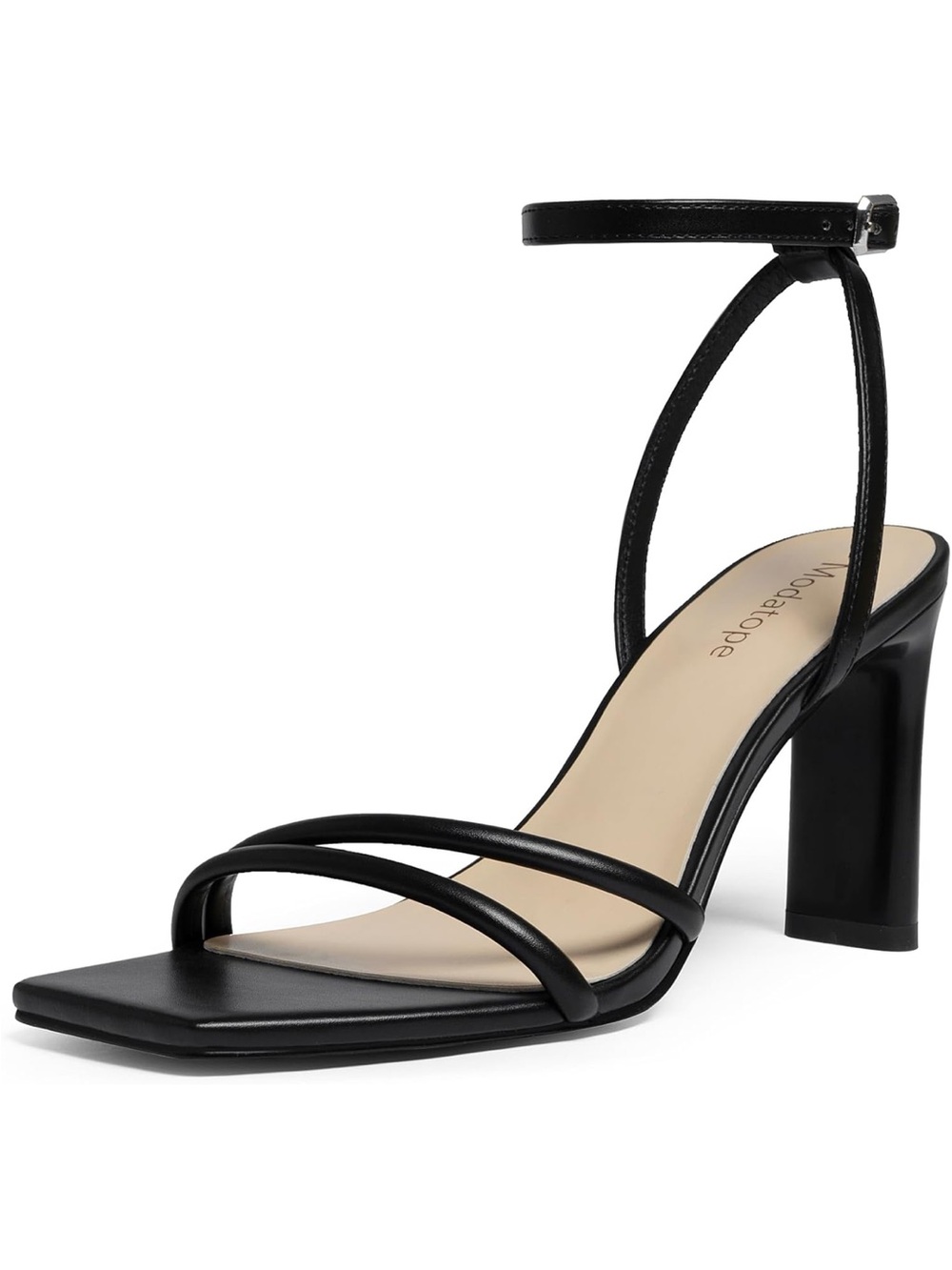 Madden Girl Black Strappy Square Toe Block Heel Sandal